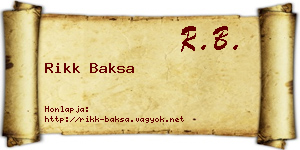 Rikk Baksa névjegykártya